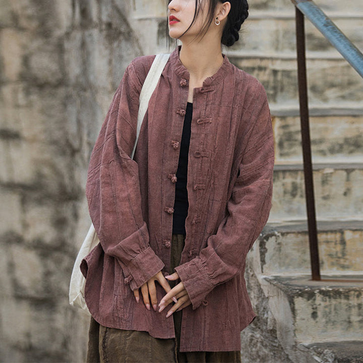 Buddha Stones Tie Dye Frog-Button Long Sleeve Zen Meditation Open Front Jacket - Red(Top Only)-US4-14，UK/AU8-18，EU36-46 (F) - image 28