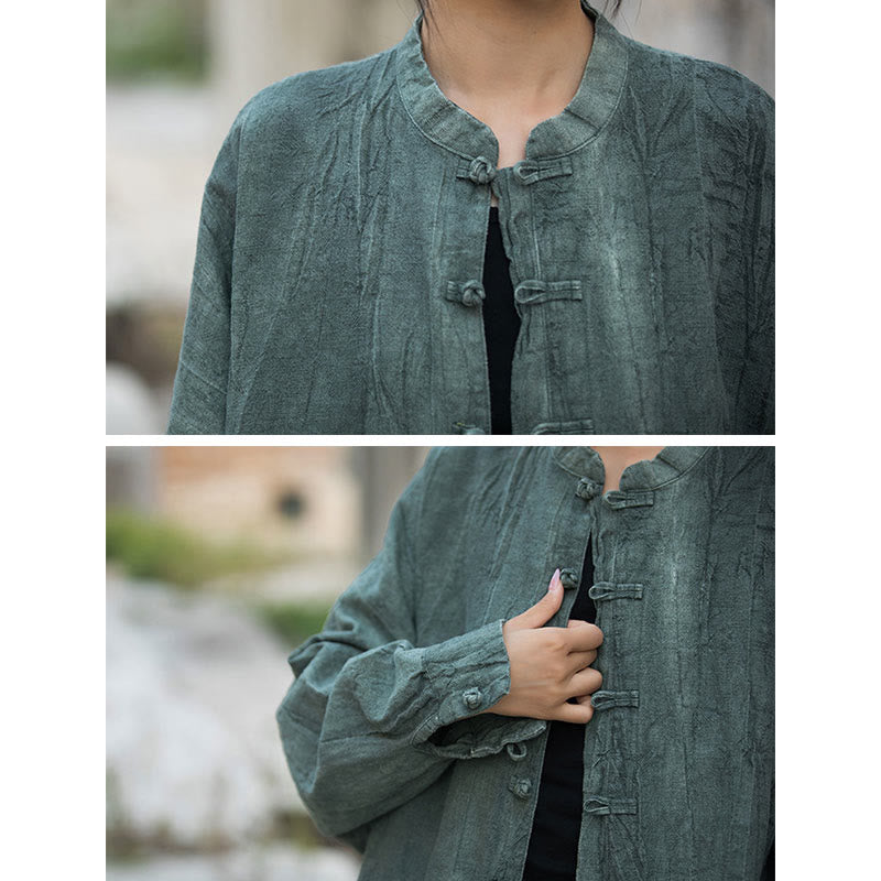 Buddha Stones Tie Dye Frog-Button Long Sleeve Zen Meditation Open Front Jacket - image 16