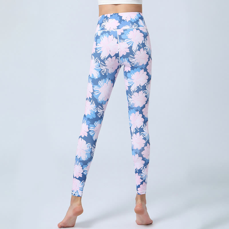 Buddha Stones Flowers Leaves Print Sports Fitness Yoga High Waist Leggings Women's Yoga Pants - image 8