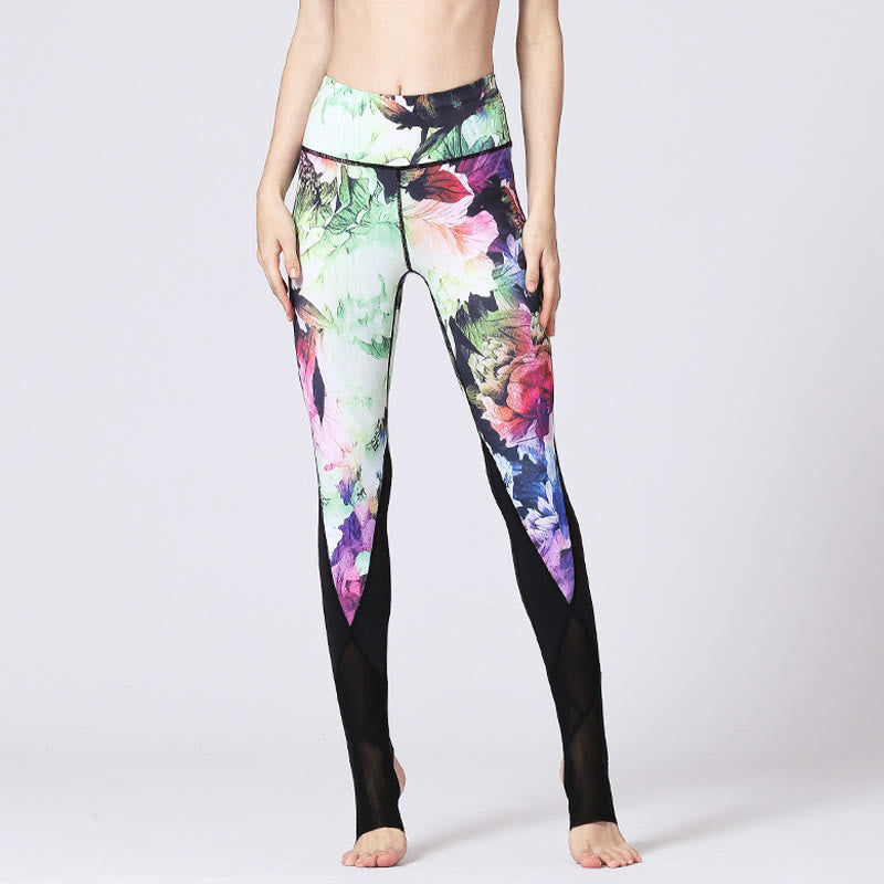Buddha Stones Rose Peony Flower Print Design Sports Fitness Yoga Leggings Women's Yoga Pants - image 9