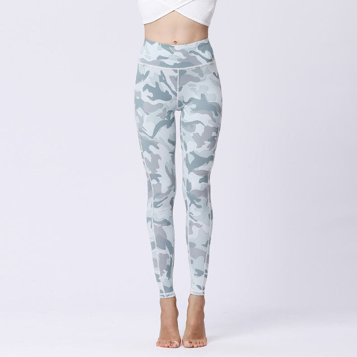 Buddha Stones Camo Print Sports Fitness Yoga High Waist Leggings Women's Yoga Pants - White Light Green - US8-10，UK/AU12-14，EU40-42 (XL) - image 12