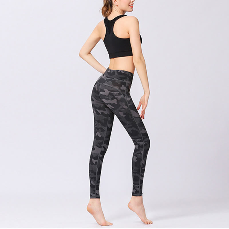 Buddha Stones Camo Print Sports Fitness Yoga High Waist Leggings Women's Yoga Pants