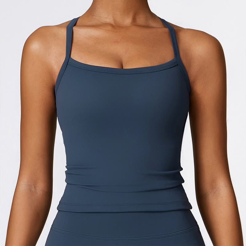 Buddha Stones Solid Color Crop Tank Top High Waist Shorts Sports Fitness Gym Yoga Outfits - image 5