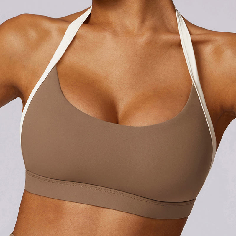 Buddha Stones Solid Color Halter Neck Bra Long Sleeve Crop Tank Top Pants Sports Fitness Gym Yoga Outfits - image 40