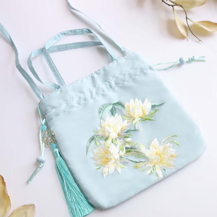 Buddha Stones Suzhou Embroidery Lotus Deer Epiphyllum Peony Rabbit Cotton Linen Tote Crossbody Bag Shoulder Bag Handbag - image 2