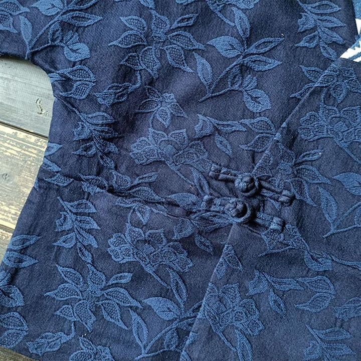 Buddha Stones Flower Jacquard V-Neck Long Sleeve Jacket - image 10