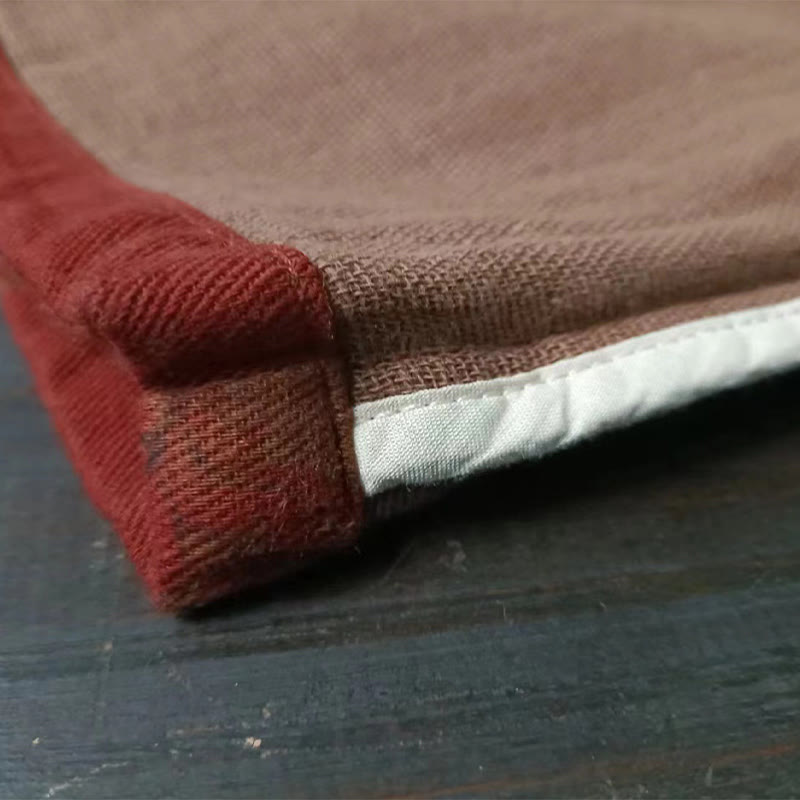 Buddha Stones Orange Peony Flower Cotton Linen Frog-Button Open Front Jacket With Pockets - image 12