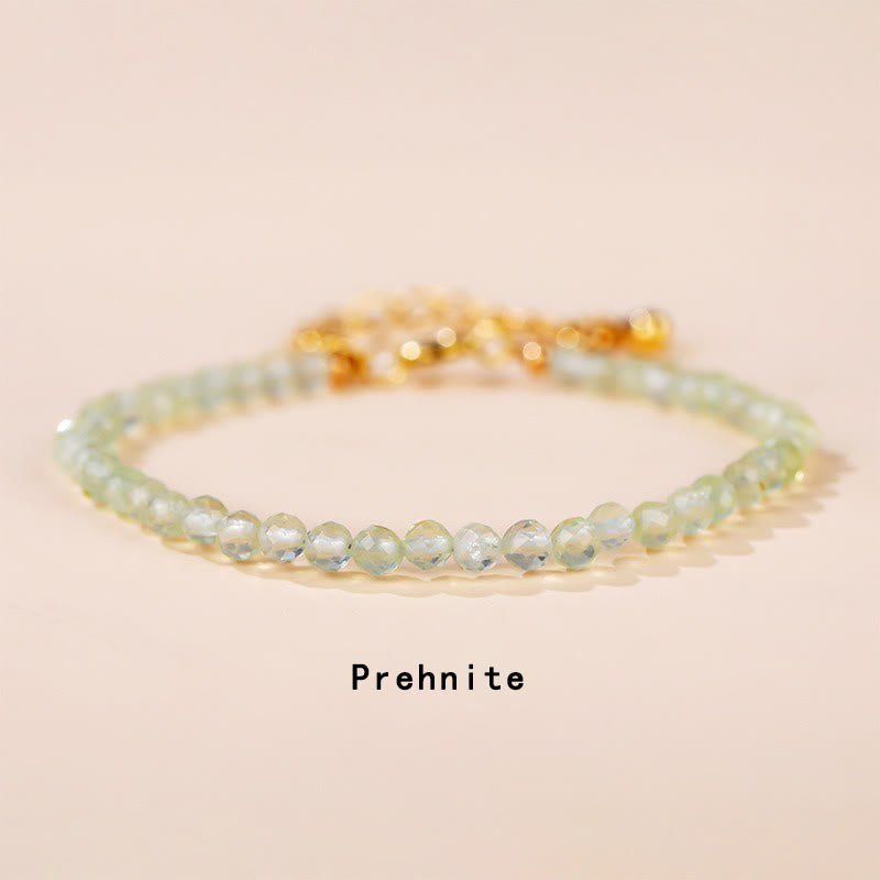 Buddha Stones Strawberry Quartz Prehnite Peridot Lazurite Lapis Lazuli Pink Crystal Tourmaline Healing Chain Bracelet - Prehnite(Wrist Circumference 14-17cm) - image 6