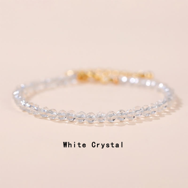 Buddha Stones Strawberry Quartz Prehnite Peridot Lazurite Lapis Lazuli Pink Crystal Tourmaline Healing Chain Bracelet - White Crystal(Wrist Circumference 14-17cm) - image 13