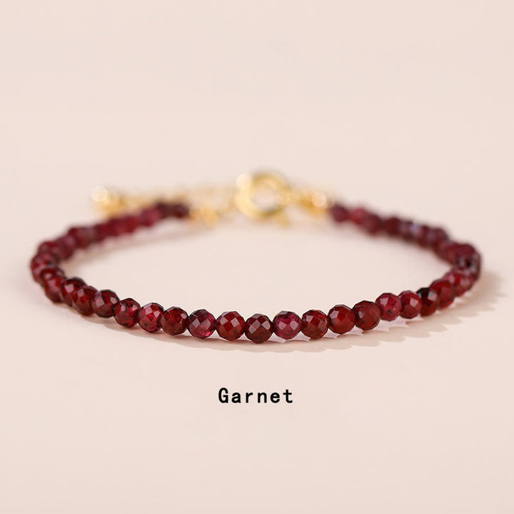 Buddha Stones Strawberry Quartz Prehnite Peridot Lazurite Lapis Lazuli Pink Crystal Tourmaline Healing Chain Bracelet - Garnet(Wrist Circumference 14-17cm) - image 17