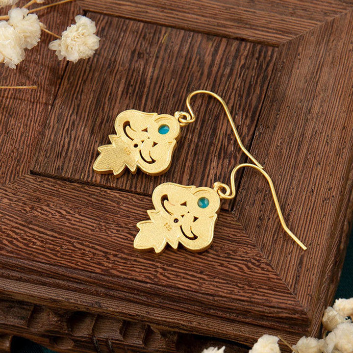 Buddha Stones Copper Enamel Turquoise Positive Drop Earrings - image 4