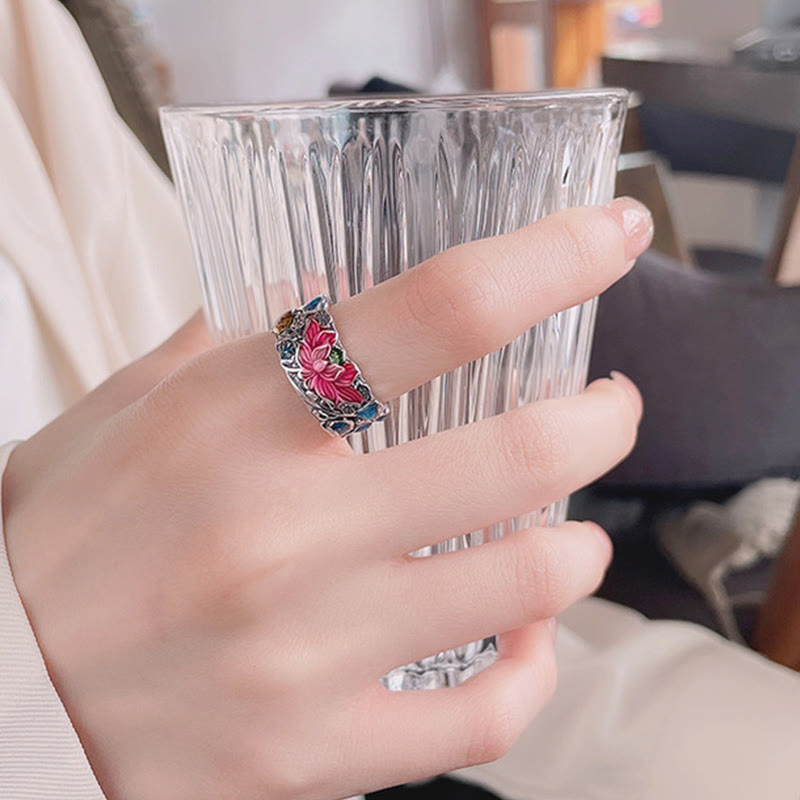 Buddha Stones 925 Sterling Silver Koi Fish Lotus Flower Prosperity Ring - image 5