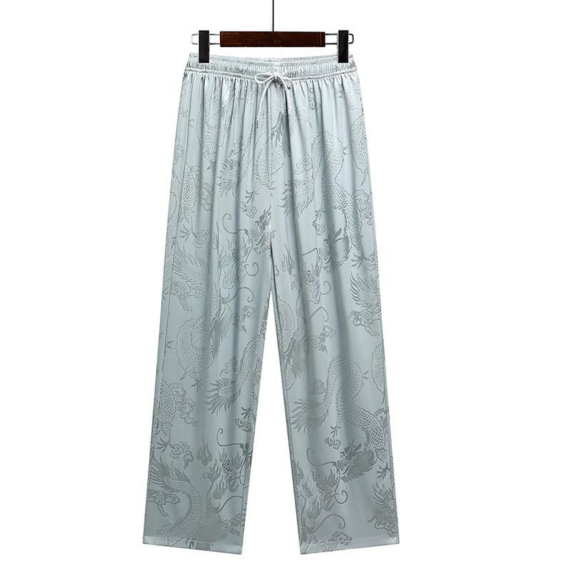 Buddha Stones Dragon Pattern Tang Suit Hanfu Traditional Uniform Short Sleeve Top Pants Clothing Men's Set - image 8