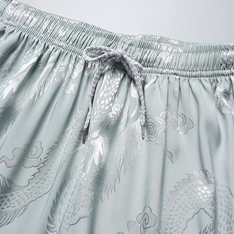 Buddha Stones Dragon Pattern Tang Suit Hanfu Traditional Uniform Short Sleeve Top Pants Clothing Men's Set - image 9