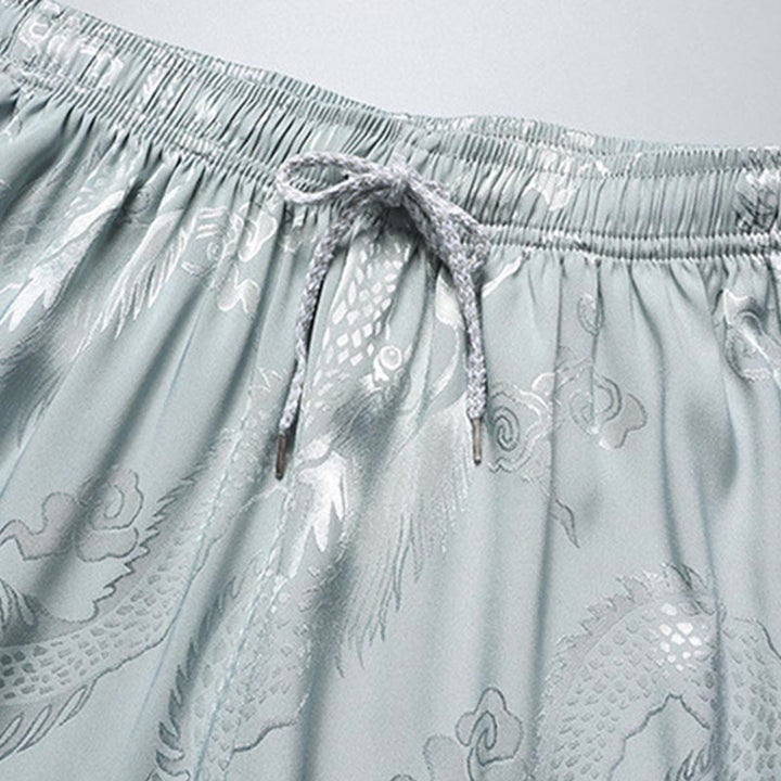 Buddha Stones Dragon Pattern Tang Suit Hanfu Traditional Uniform Short Sleeve Top Pants Clothing Men's Set - image 9