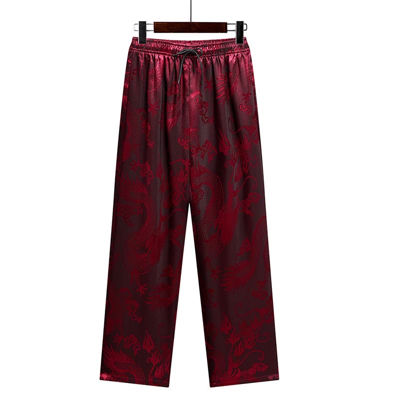 Buddha Stones Dragon Pattern Tang Suit Hanfu Traditional Uniform Short Sleeve Top Pants Clothing Men's Set - image 21