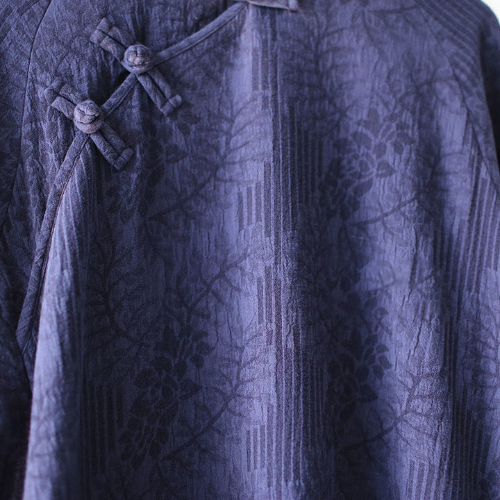 Buddha Stones Flower Jacquard Midi Dress Long Sleeve Cotton Linen Dress Wide Leg Pants With Pockets - image 12