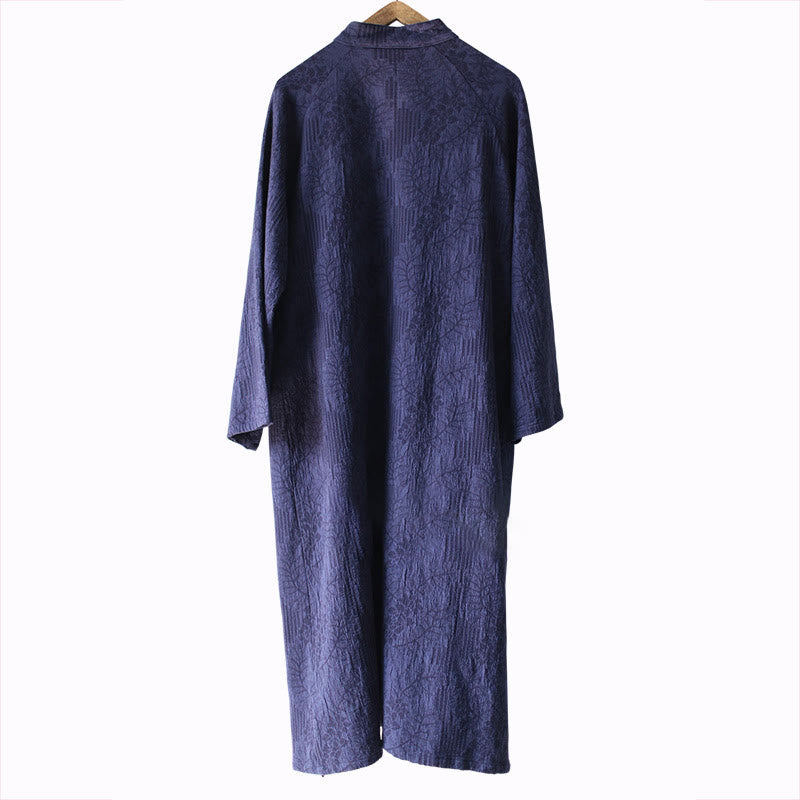 Buddha Stones Flower Jacquard Midi Dress Long Sleeve Cotton Linen Dress Wide Leg Pants With Pockets - image 16