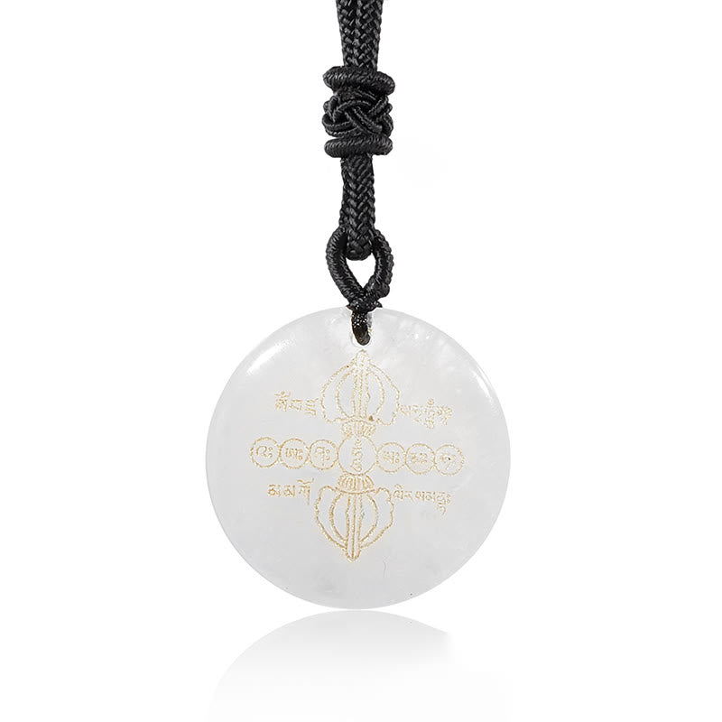Buddha Stones Vajra Dorje Sanskrit Pattern Natural Various Crystal Black Obsidian Fulfilment Necklace Pendant - image 10