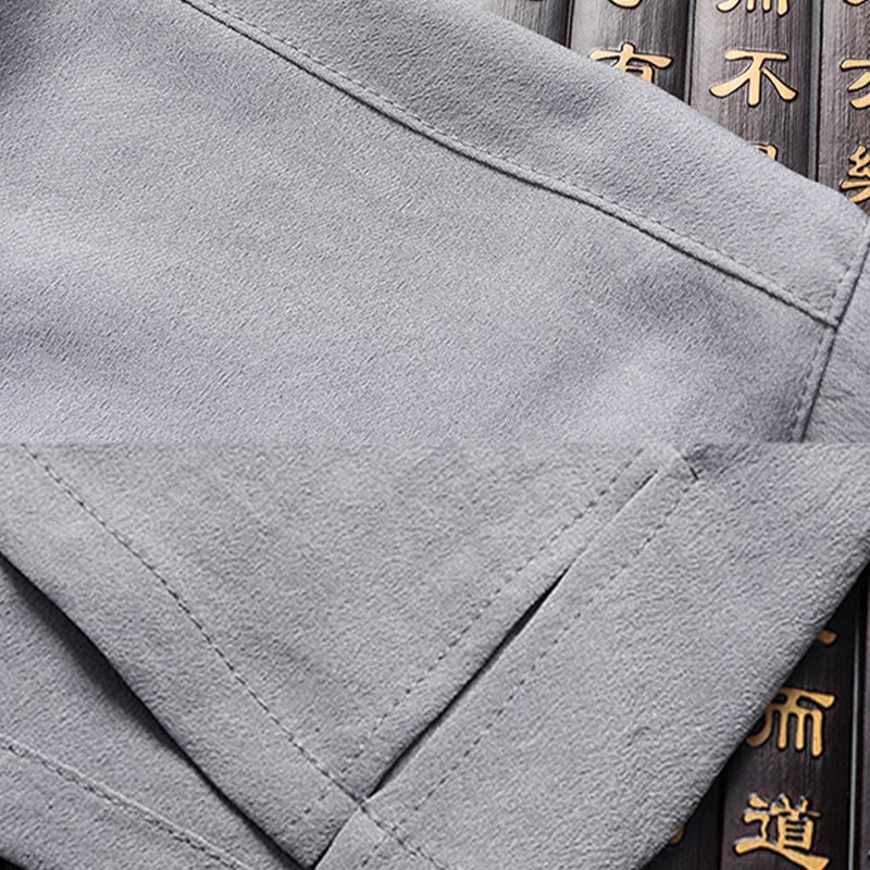 Buddha Stones Fu Character Tang Suit Hanfu Traditional Uniform Short Sleeve Top Pants Clothing Men's Set - image 15