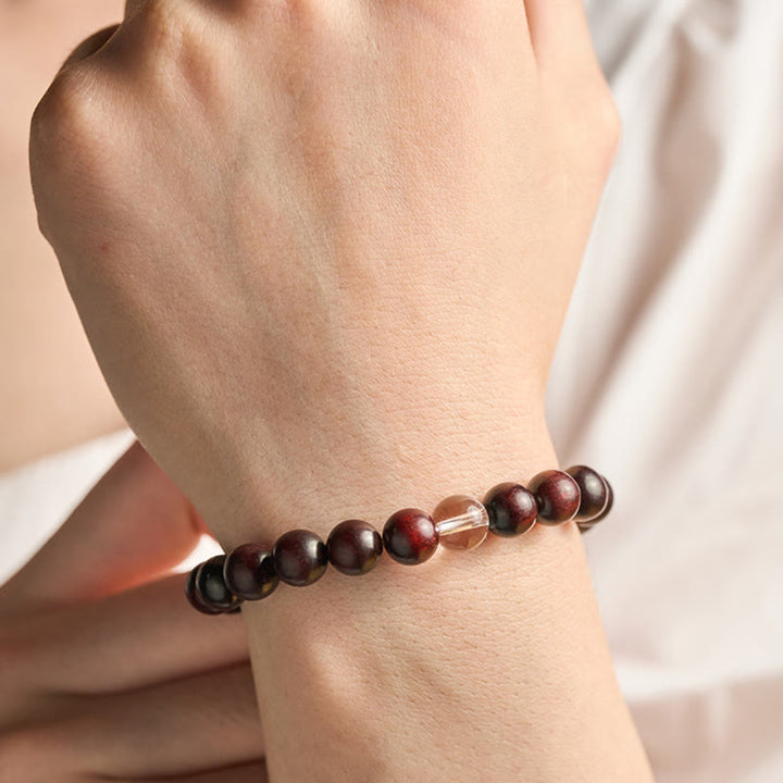 FREE Today: Release Mood Small Leaf Red Sandalwood White Crystal Protection Bracelet