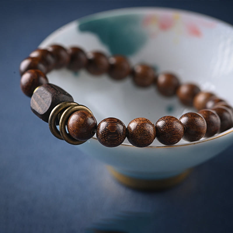 Buddha Stones Sandalwood Ebony Wood Bead Healing Single Double Wrap Bracelet