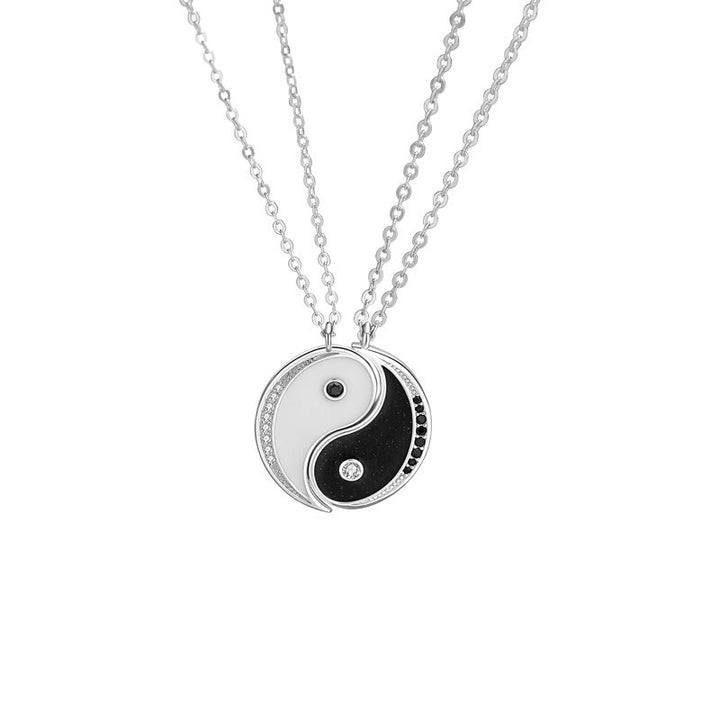 Buddha Stones 925 Sterling Silver Yin Yang Symbol Harmnoy Necklace Pendant