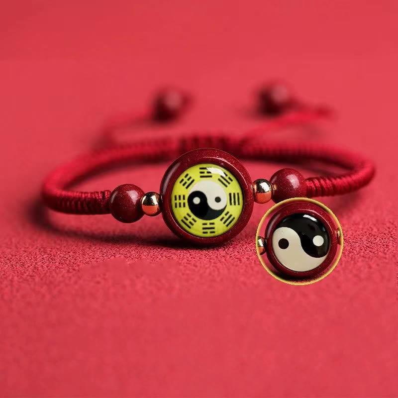 Buddha Stones Lucky Cinnabar Red String Yin Yang Symbol Bagua Blessing Bracelet - image 4