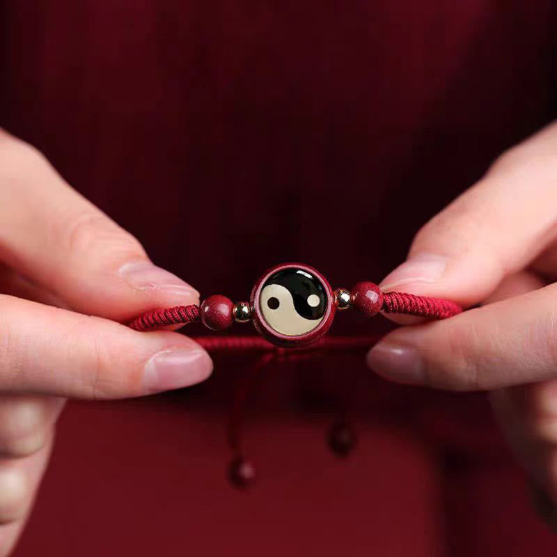 Buddha Stones Lucky Cinnabar Red String Yin Yang Symbol Bagua Blessing Bracelet - image 5