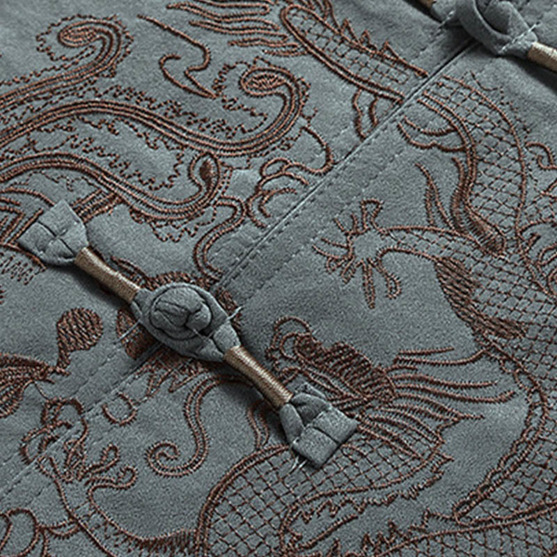 Buddha Stones Dragon Fu Character Tang Suit Traditional Short Sleeve Shirt Wide Leg Pants Clothing Men's Set - image 7