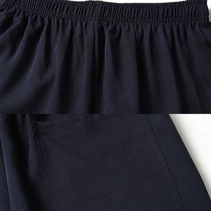 Buddha Stones Fu Character Chinese Knotting Embroidery Tang Suit Traditional Short Sleeve Top Pants Clothing Men's Set - image 13