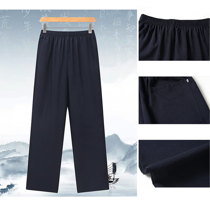 Buddha Stones Fu Character Chinese Knotting Embroidery Tang Suit Traditional Short Sleeve Top Pants Clothing Men's Set - image 16