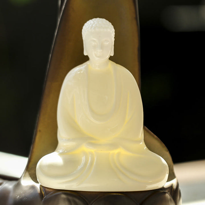 Buddha Stones Led Buddha Hand Backflow Smoke Fountain Healing Ceramic Stick Incense Burner Decoration - image 7