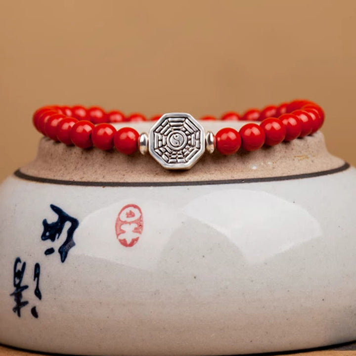 Buddha Stones 925 Sterling Silver Yin Yang Bagua Symbol Cinnabar String Concentration Bracelet - image 16