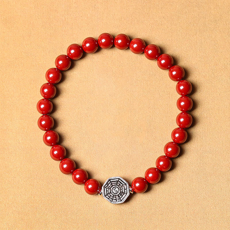 Buddha Stones 925 Sterling Silver Yin Yang Bagua Symbol Cinnabar String Concentration Bracelet - Cinnabar Beads(Elastic String) - 23cm - image 14
