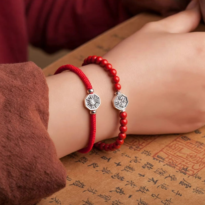 Buddha Stones 925 Sterling Silver Yin Yang Bagua Symbol Cinnabar String Concentration Bracelet - image 7