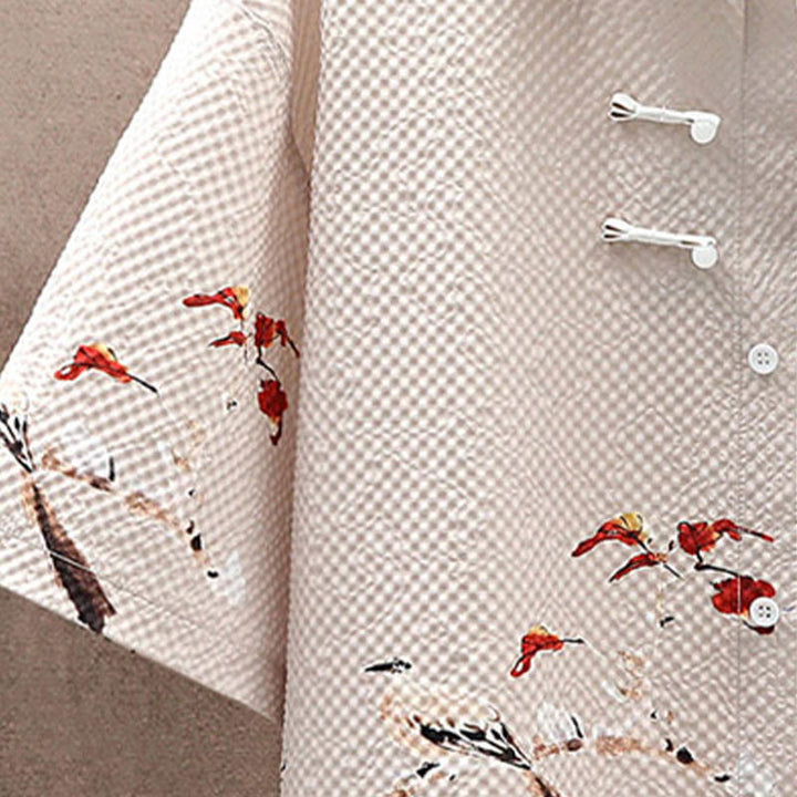 Buddha Stones Landscape Coconut Trees Magpie Pattern Short Sleeve Shorts Men's Set - image 18