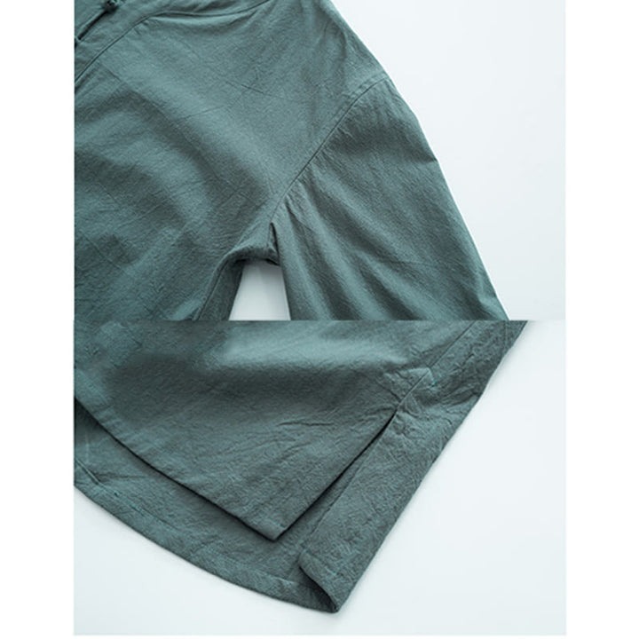 Buddha Stones Solid Color Traditional Short Sleeve T-shirt Pants Clothing Men's Set - image 2
