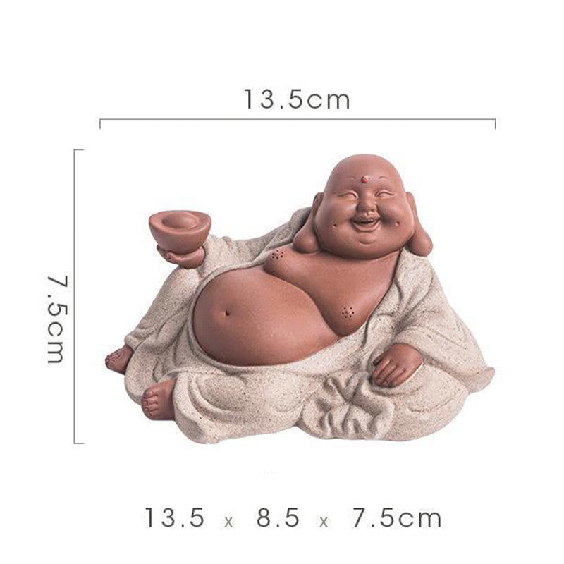Buddha Stones Laughing Buddha Ingots Attract Wealth Purple Clay Maitreya Statue Decoration - image 16
