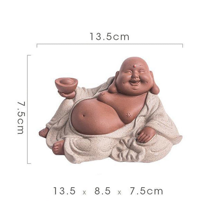 Buddha Stones Laughing Buddha Ingots Attract Wealth Purple Clay Maitreya Statue Decoration - image 16