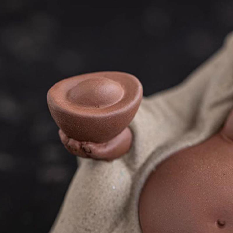 Buddha Stones Laughing Buddha Ingots Attract Wealth Purple Clay Maitreya Statue Decoration - image 9