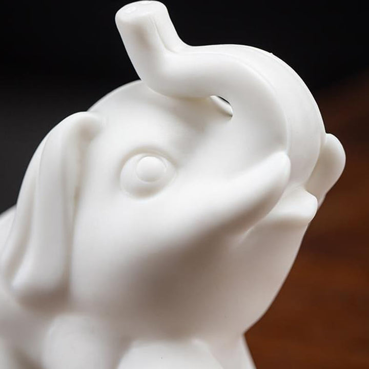 Buddha Stones Small Elephant Statue White Porcelain Ceramic Strength Home Desk Decoration - image 11