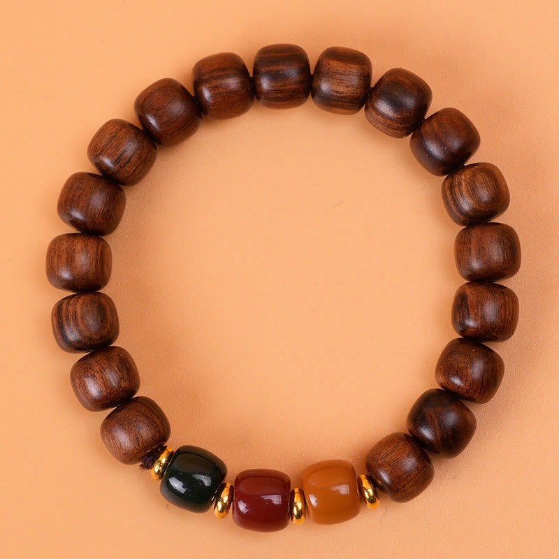 Buddha Stones Ebony Wood Rosewood Peace Balance Bracelet