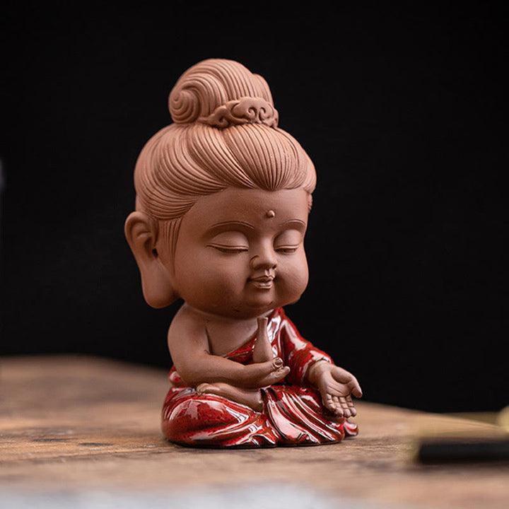 Buddha Stones Mini Gautama Buddha Sakyamuni Kwan Yin Avalokitesvara Ksitigarbha Serenity Ceramic Desk Decoration