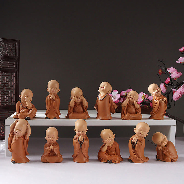 Buddha Stones Small Mini Meditation Praying Monk Serenity Resin Home Decoration