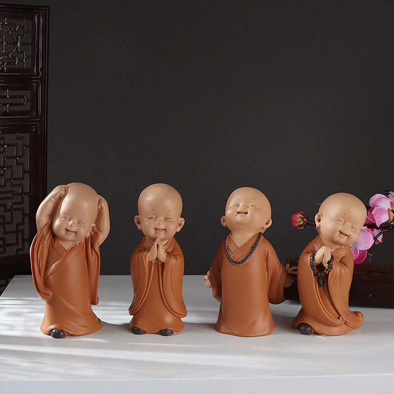 Buddha Stones Small Mini Meditation Praying Monk Serenity Resin Home Decoration