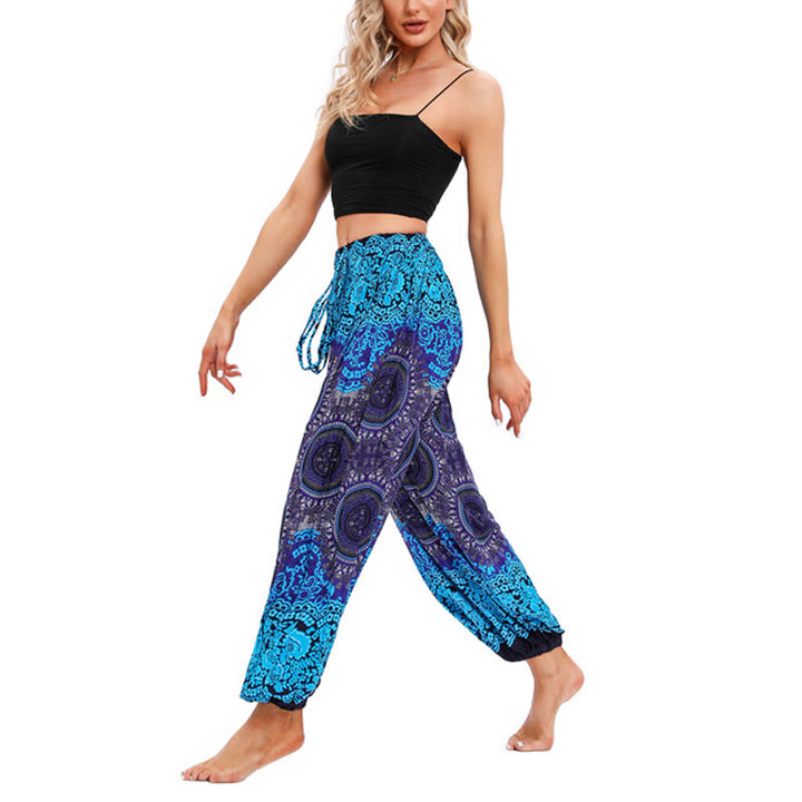 Buddha Stones Casual Loose Compass Pattern Harem Trousers Women's Yoga Pants