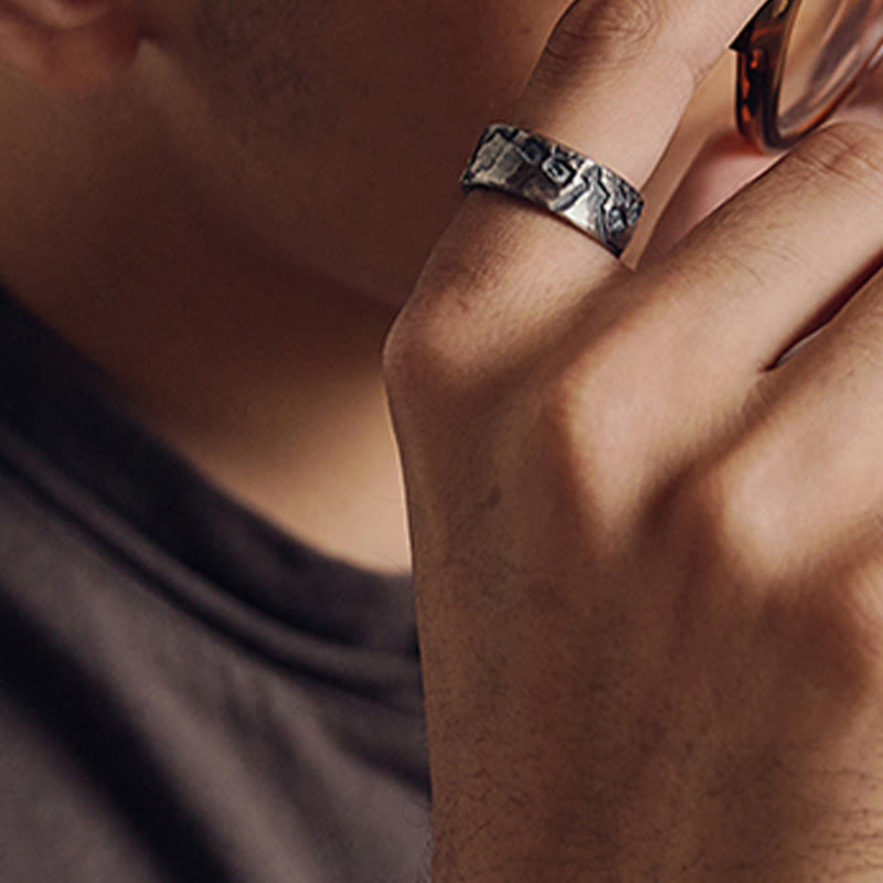 Buddha Stones 999 Sterling Silver Skeleton Pattern Handmade Blessing Ring - image 7