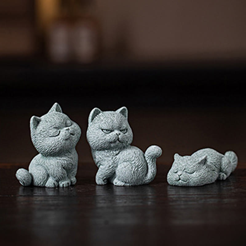Buddha Stones Small Cat Home Tea Pet Figurine Desk Decoration - image 1