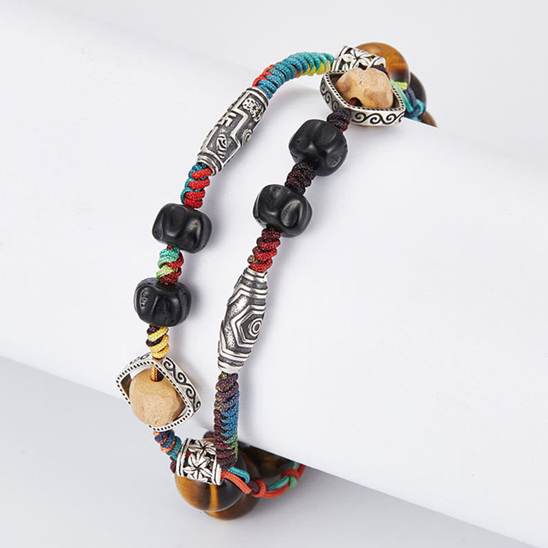 Buddha Stones 925 Sterling Silver Tiger's Eye Bodhi Seed Handmade Courage Bracelet - image 9